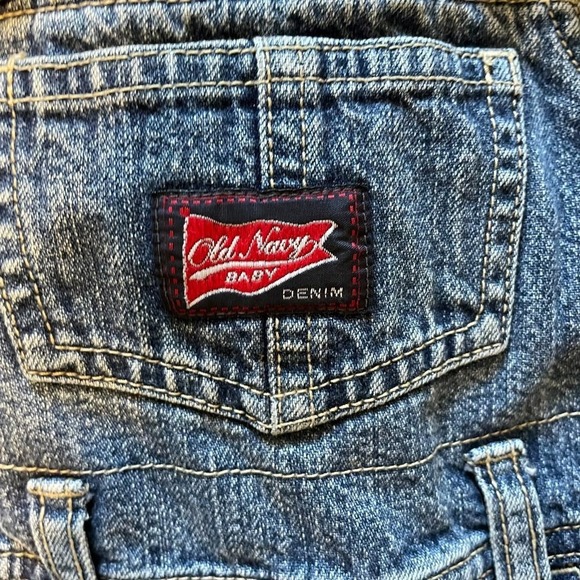 Old Navy Vintage Fleeced Lined Denim Overalls Sz 12-18 Months - Picture 3 of 7